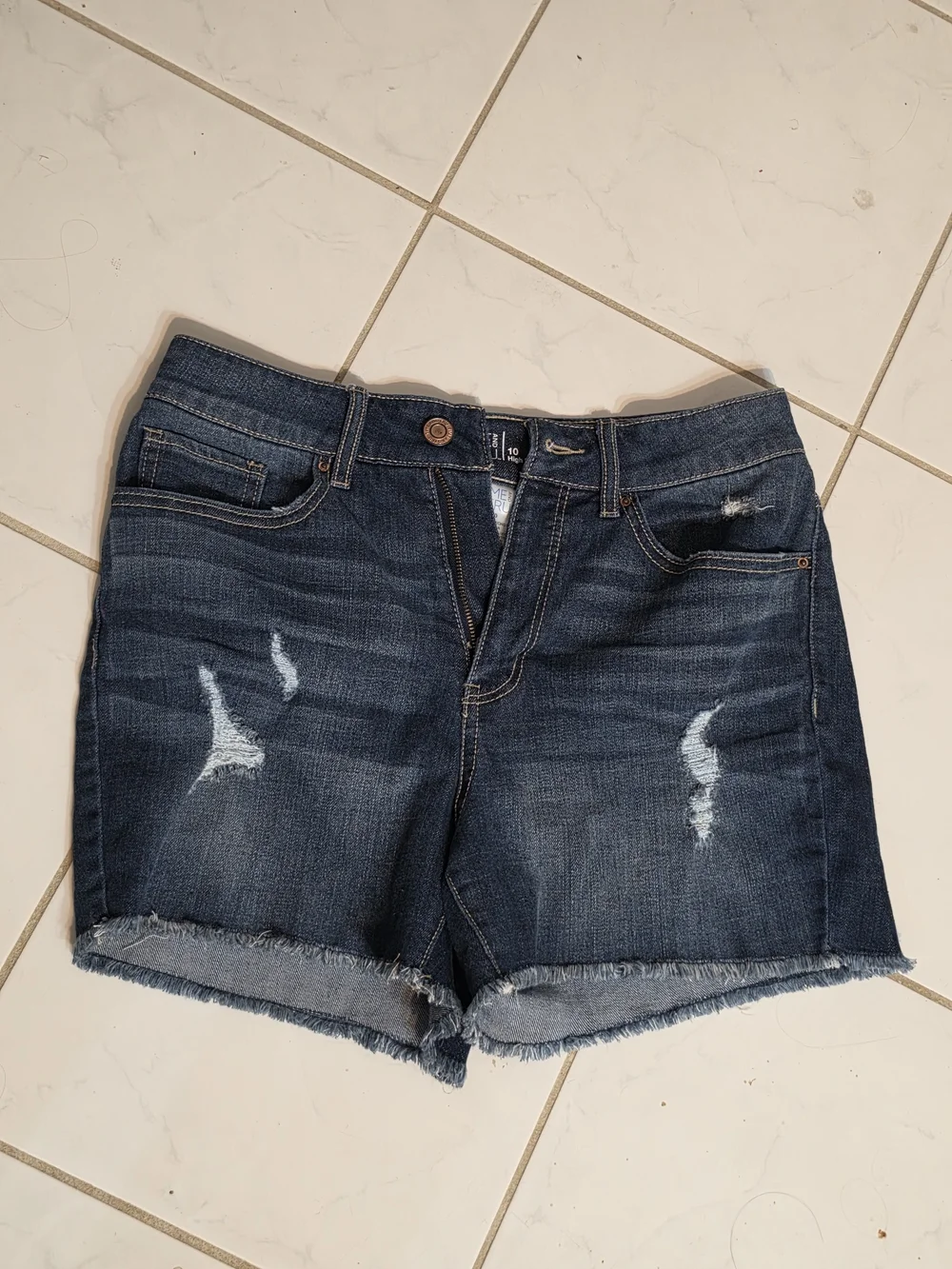Distressed Denim Shorts 10 Blue Jean Shorts Time & Tru Cut Off Cuffed Summer